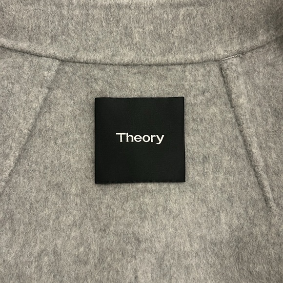 Theory Belt Overlay DF Cashmere Wool Blend Jacket In Melange Grey New Size Large - Picture 11 of 14